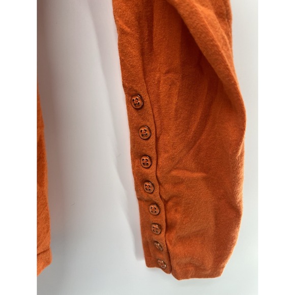J. McLaughlin Burnt orange Crewneck Long Sleeve Sweater W/button On Sleeve L - Picture 4 of 8